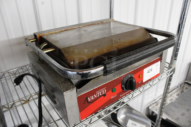 Avantco Stainless Steel Commercial Countertop Panini Press. 115 Volts, 1 Phase. 17x15x8. Tested and Working! - Image 2 of 4