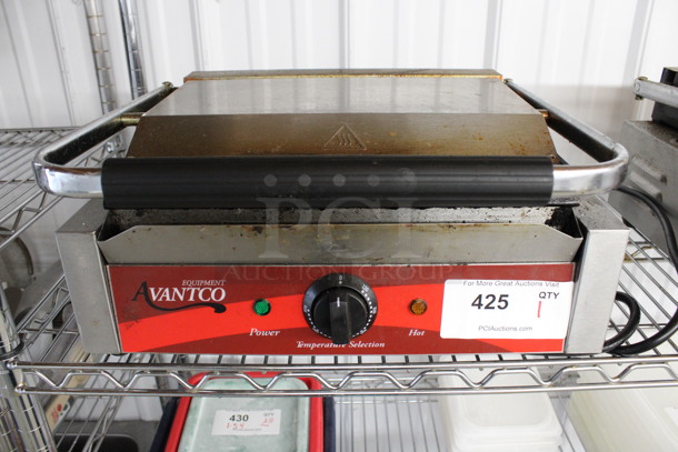Avantco Stainless Steel Commercial Countertop Panini Press. 115 Volts, 1 Phase. 17x15x8. Tested and Working! - Image 2 of 5