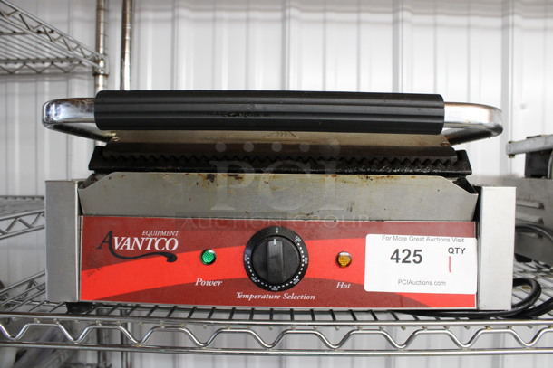 Avantco Stainless Steel Commercial Countertop Panini Press. 115 Volts, 1 Phase. 17x15x8. Tested and Working! - Image 3 of 5