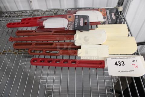 7 Various Poly Spatula Scrapers. 2 Are Brand New! Includes 13.5". 7 Times Your Bid!