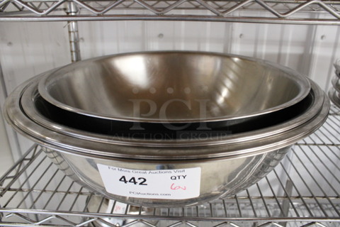 6 Various Metal Bowls. Includes 18.5x18.5x5.5. 6 Times Your Bid!