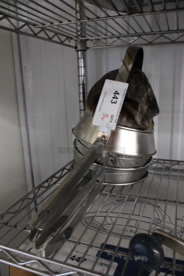 3 Metal Strainers; Chinois and 2 China Cap. Includes 17.5x8.5x9. 3 Times Your Bid! - Image 1 of 2