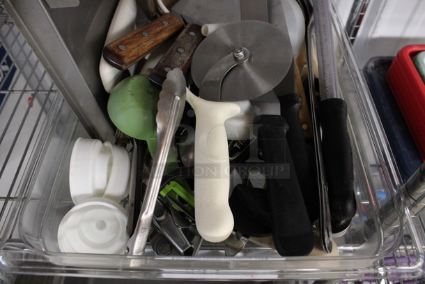 ALL ONE MONEY! Lot of Various Items Including Pizza Pie Cutter, Spatulas and Strainer In Clear Poly Bin! - Image 2 of 5