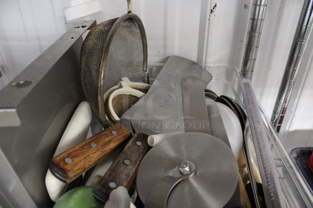 ALL ONE MONEY! Lot of Various Items Including Pizza Pie Cutter, Spatulas and Strainer In Clear Poly Bin! - Image 3 of 5