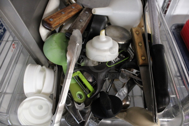 ALL ONE MONEY! Lot of Various Items Including Pizza Pie Cutter, Spatulas and Strainer In Clear Poly Bin! - Image 4 of 5