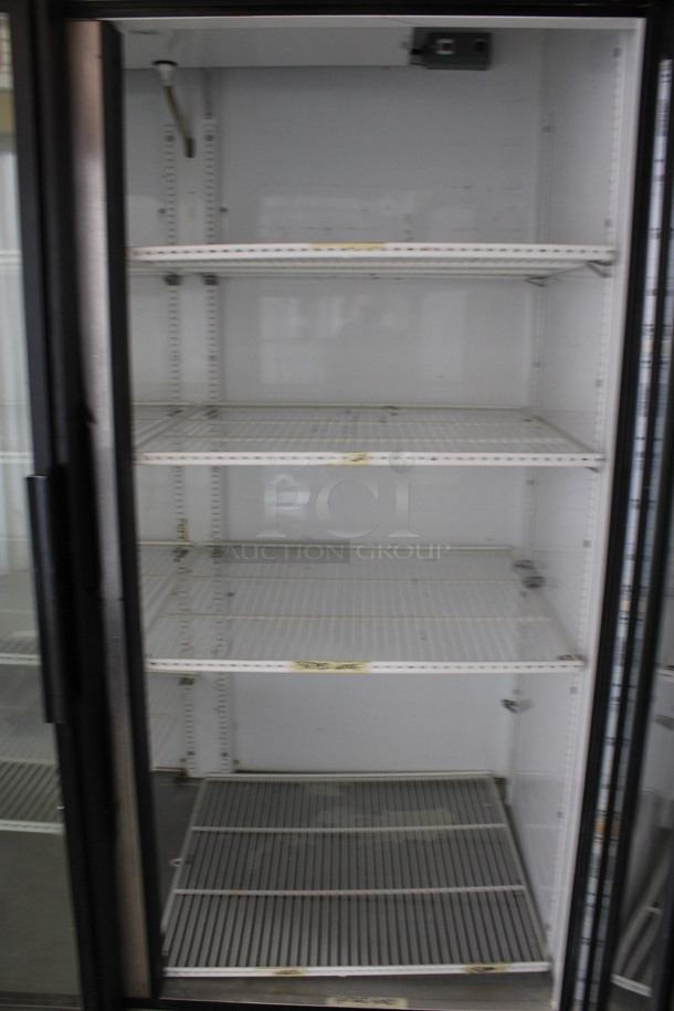 2014 True Model GDM-49-LD ENERGY STAR Metal Commercial 2 Door Reach In Cooler Merchandiser w/ Poly Coated Racks on Commercial Casters. 115 Volts, 1 Phase. 54x30x84. Tested and Working! - Image 6 of 6