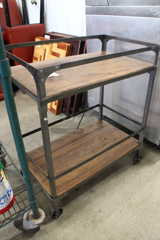 Metal and Wooden 2 Tier Cart on Commercial Casters. 25x15x29 - Image 2 of 4
