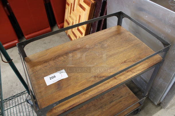 Metal and Wooden 2 Tier Cart on Commercial Casters. 25x15x29 - Image 3 of 4