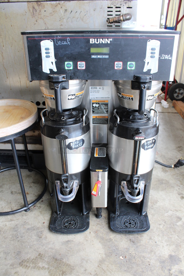 2014 Bunn Model DUAL TF DBC Stainless Steel Commercial Countertop Dual Coffee Machine w/ Hot Water Dispenser, 2 Metal Brew Baskets and 2 Metal Satellite Dispensers. 120/240 Volts, 1 Phase. 22x24x36 - Image 2 of 5