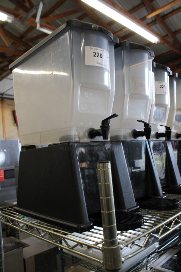 Carlisle Clear and Black Beverage Dispensing Unit w/ 2 Hoppers on Stand w/ Lids and Drip Trays. 16x19x20 - Image 4 of 4