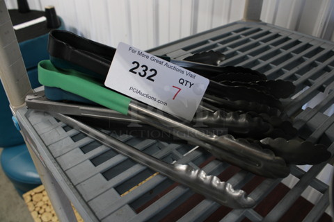 7 Various Metal Tongs. Includes 12". 7 Times Your Bid! 