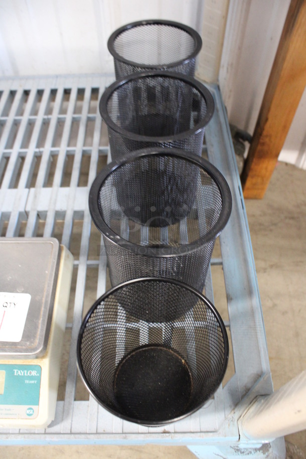ALL ONE MONEY! Lot of 4 Black Mesh Pencil Holders! 4.5x4.5x5.5, 4.5x4.5x6 - Image 2 of 3