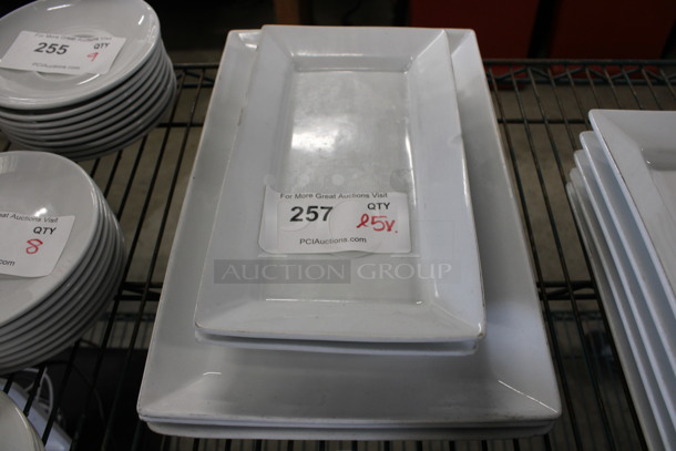 ALL ONE MONEY! Lot of 5 Various White Ceramic Rectangular Plates! Includes 9.5x15x1, 6.5x11.5x1.5 - Image 1 of 3