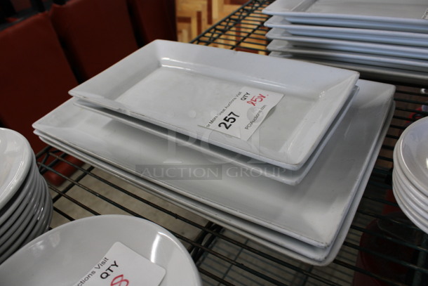 ALL ONE MONEY! Lot of 5 Various White Ceramic Rectangular Plates! Includes 9.5x15x1, 6.5x11.5x1.5 - Image 2 of 3