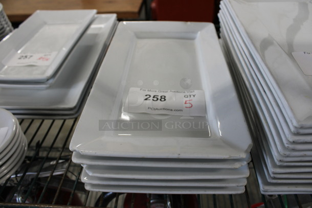 5 White Ceramic Rectangular Plates. 7x13x1.5. 5 Times Your Bid! - Image 1 of 3