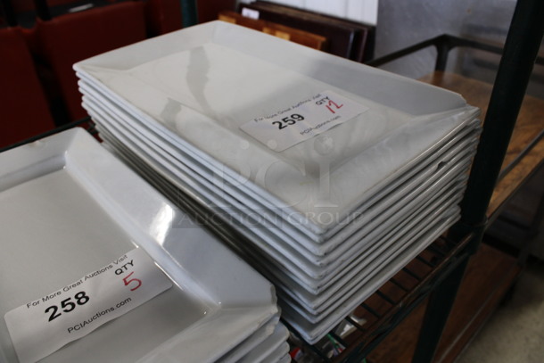 12 White Ceramic Rectangular Plates. 8x15x1. 12 Times Your Bid! - Image 2 of 4