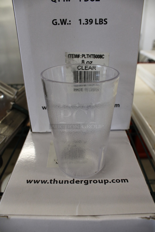 ALL ONE MONEY! Lot of 24 BRAND NEW IN BOX! Thunder Group Clear Poly Beverage Tumblers! 2.5x2.5x4