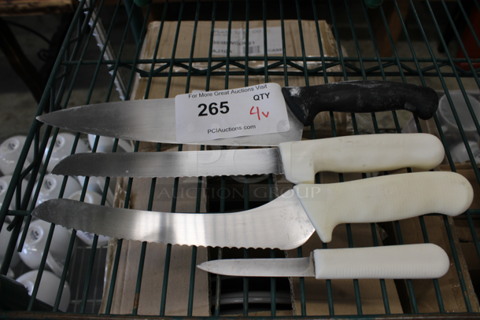 4 Various Stainless Steel Knives. Includes 15". 4 Times Your Bid!