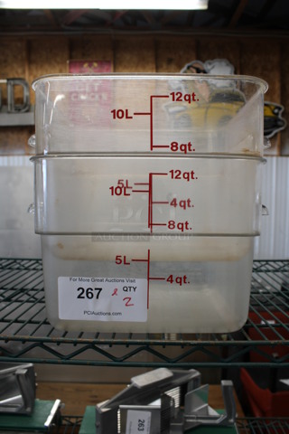 ALL ONE MONEY! Lot of 2 Clear Poly 12 Quart Containers! 11x12x8