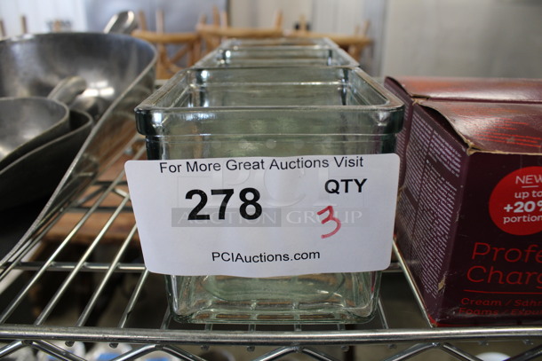 3 Glass Jars. 4x4x4. 3 Times Your Bid!