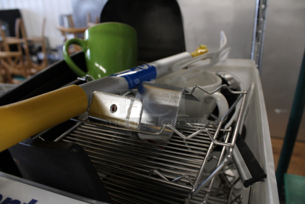 ALL ONE MONEY! Lot of Various Items Including 2 Boxes of Gentrol Roach Control Devices, Ceramic Green Mug and Various Metal Racks in Poly Bin! - Image 4 of 4