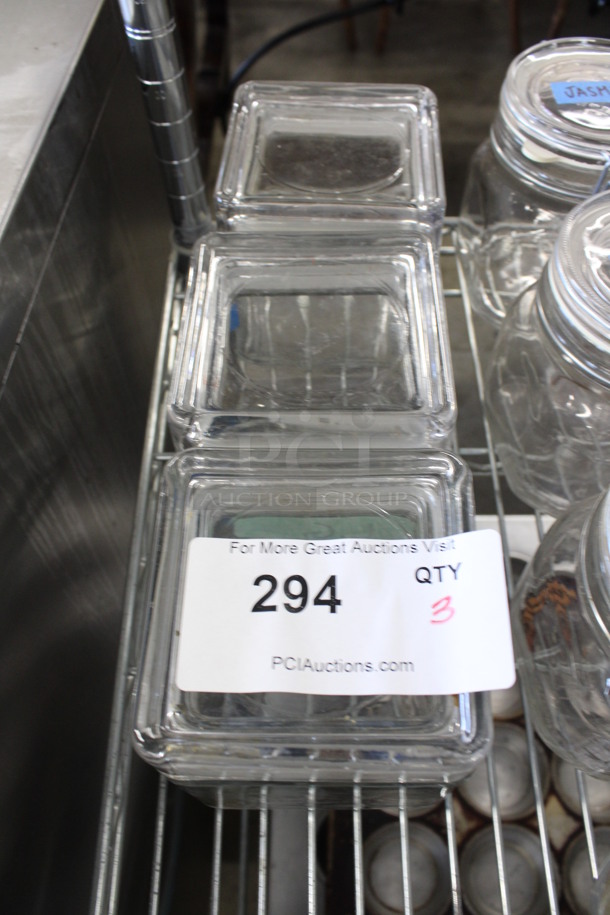 3 Glass Jars w/ Lid. 4.5x4.5x5. 3 Times Your Bid! - Image 2 of 3