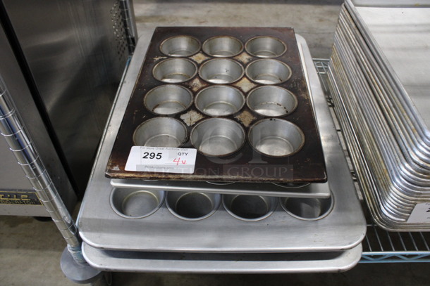 4 Various Metal Muffin Baking Pans. Includes 18x26x2. 4 Times Your Bid!