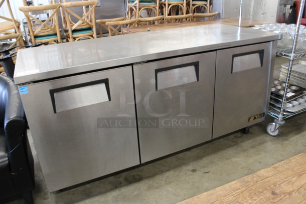 2014 True Model TUC-72 ENERGY STAR Stainless Steel Commercial 3 Door Undercounter Cooler on Commercial Casters. 115 Volts, 1 Phase. 72.5x30x36. Tested and Working! - Image 4 of 8