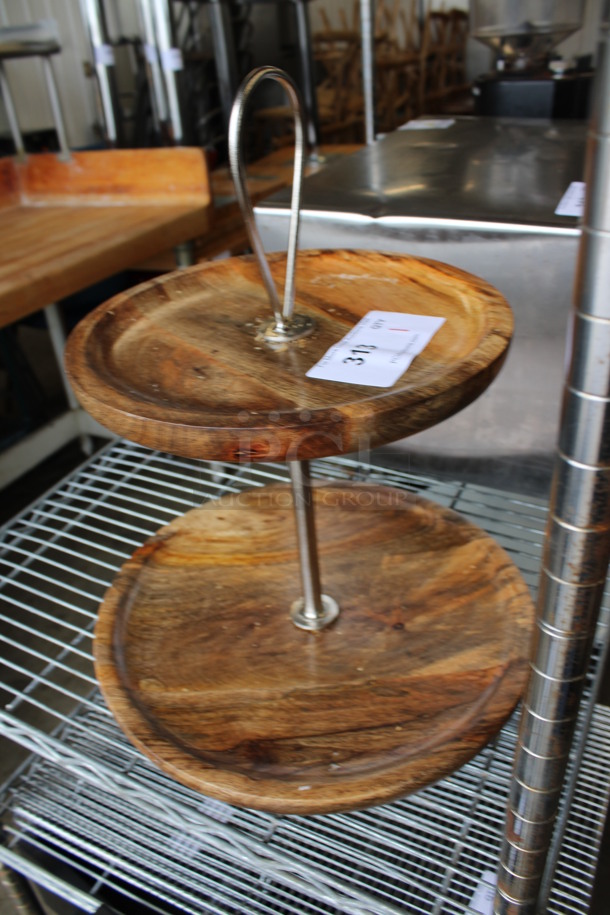 Wooden and Metal 2 Tier Round Display Rack. 14x14x18 - Image 3 of 3