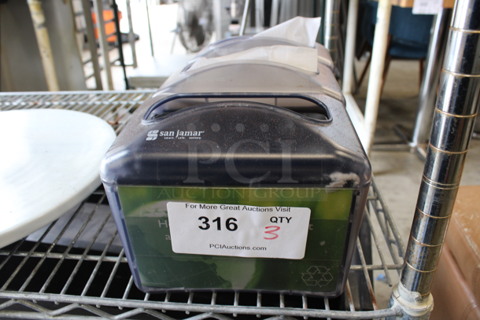 3 San Jamar Poly Countertop Napkin Dispensers. 7.5x5x6. 3 Times Your Bid!