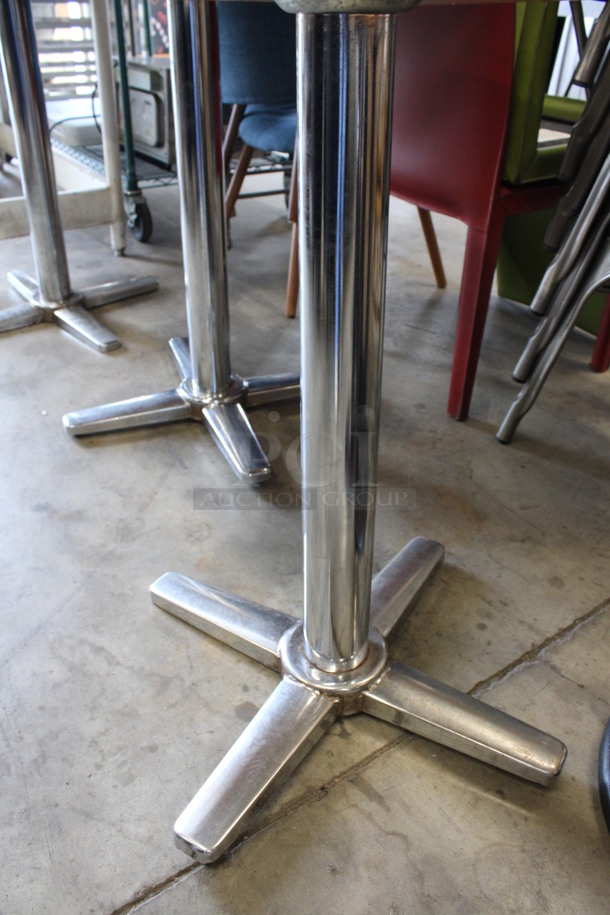 Wooden Tabletop and Chrome Finish Table Leg. Table Is Disassembled. 24x24x30 - Image 4 of 5