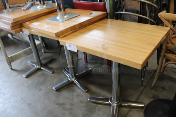 Wooden Tabletop on Chrome Finish Table Leg. 24x24x30 - Image 5 of 5