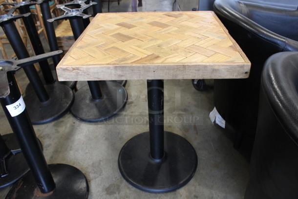 Wooden Tabletop and Black Metal Table Leg. Table Is Disassembled. 24x24x30