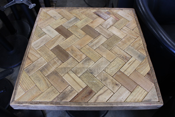 Wooden Tabletop and Black Metal Table Leg. Table Is Disassembled. 24x24x30 - Image 2 of 5