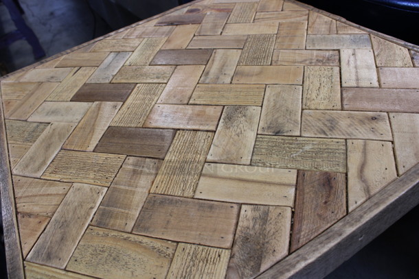 Wooden Tabletop and Black Metal Table Leg. Table Is Disassembled. 24x24x30 - Image 4 of 5