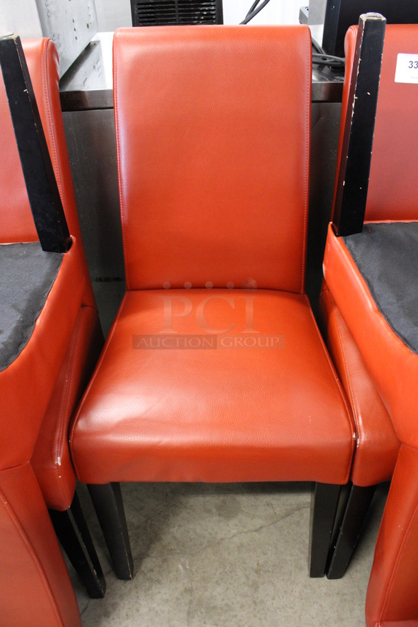 4 Orange Dining Chairs. 19x20x39. 4 Times Your Bid!