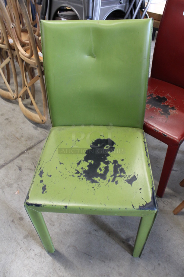 2 Dining Chairs; Green and Red. 18x19x36. 2 Times Your Bid! - Image 1 of 4