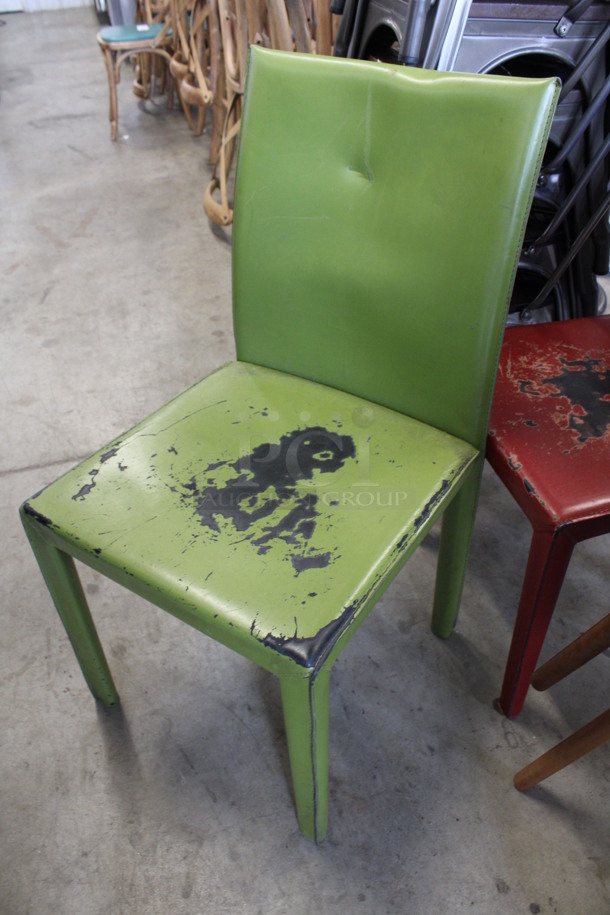 2 Dining Chairs; Green and Red. 18x19x36. 2 Times Your Bid! - Image 2 of 4
