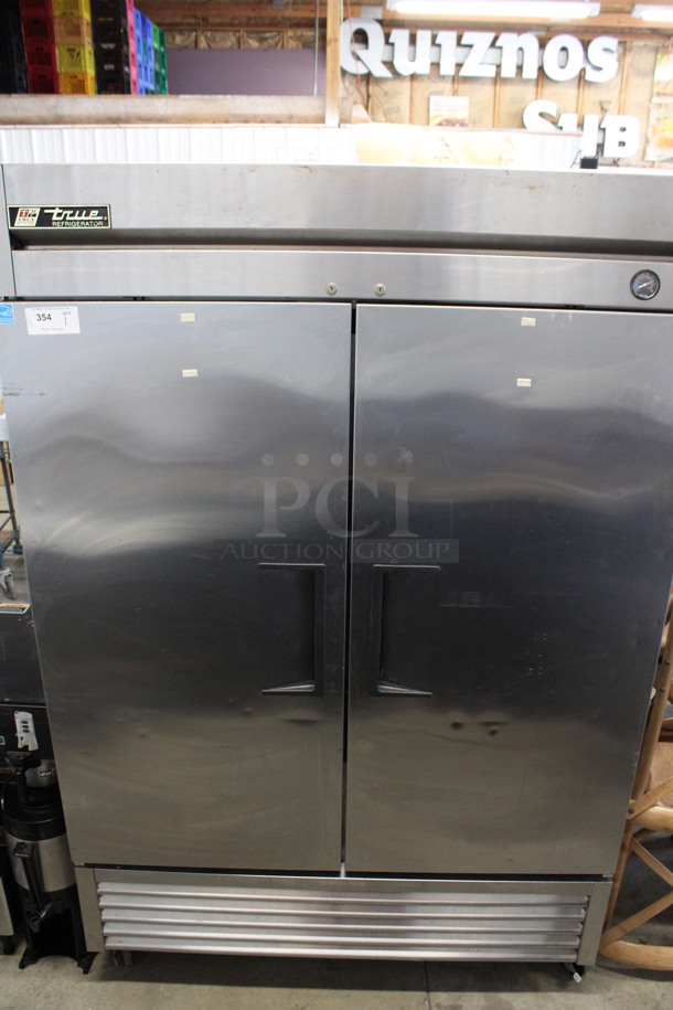 2011 True Model T-49 ENERGY STAR Stainless Steel Commercial 2 Door Reach In Cooler on Commercial Casters. 115 Volts, 1 Phase. 54x30x83. Tested and Working!