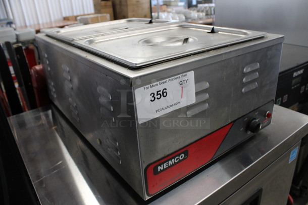 2012 Nemco Model 6055A Stainless Steel Commercial Countertop Food Warmer w/ 2 Half Size Drop In Bins and Lids. 120 Volts, 1 Phase. 15x23x9. Tested and Working! - Image 2 of 5