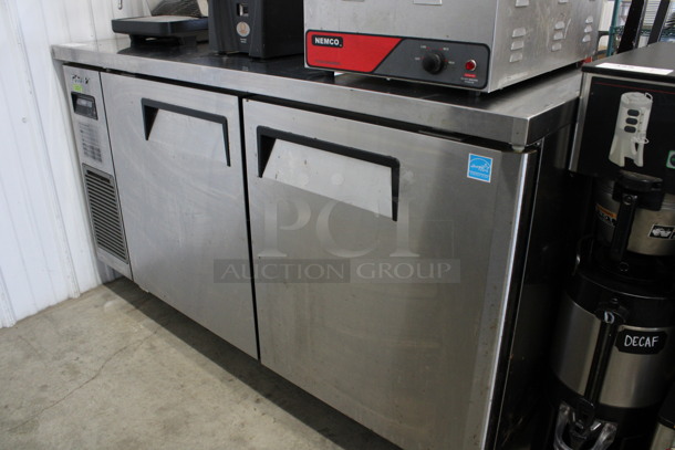 Turbo Air Model JUR-60S-N6 Stainless Steel Commercial 2 Door Undercounter Cooler on Commercial Casters. 115 Volts, 1 Phase. 59.5x24x34. Tested and Working! - Image 3 of 6