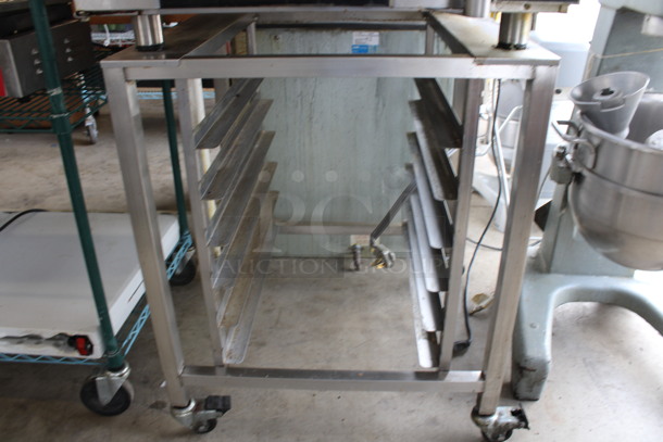 Moffat Turbofan Model E32D5 Stainless Steel Commercial Electric Powered Half Size Convection Oven w/ View Through Door and Metal Oven Racks on Pan Rack w/ Commercial Casters. 208 Volts. 29x35x63 - Image 5 of 6