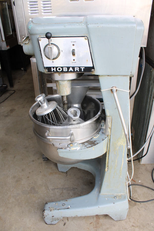 Hobart Model D-300 Metal Commercial Floor Style 30 Quart Planetary Mixer w/ Stainless Steel Mixing Bowl, Dough Hook, Whisk and Paddle Attachments. 115 Volts, 1 Phase. 21x23x45. Tested and Working! - Image 2 of 6