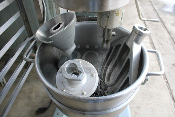 Hobart Model D-300 Metal Commercial Floor Style 30 Quart Planetary Mixer w/ Stainless Steel Mixing Bowl, Dough Hook, Whisk and Paddle Attachments. 115 Volts, 1 Phase. 21x23x45. Tested and Working! - Image 3 of 6
