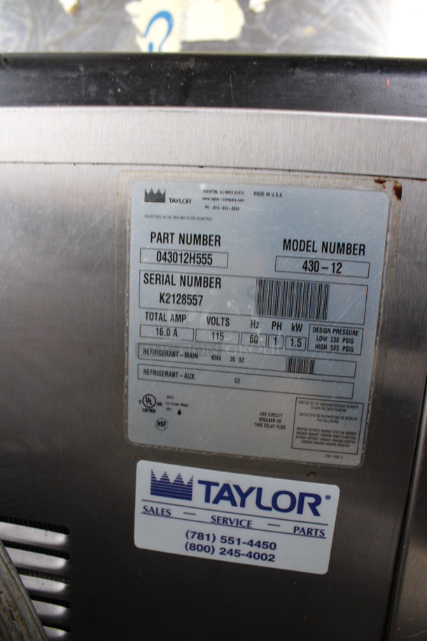 2012 Taylor Model 430-12 Stainless Steel Commercial Countertop Single Flavor Frozen Beverage Machine. 115 Volts, 1 Phase. 16x28x32 - Image 3 of 6