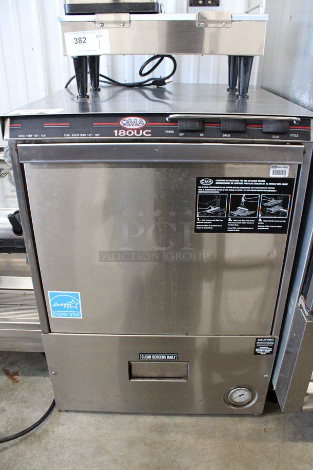 CMA Model 180UC ENERGY STAR Stainless Steel Commercial Undercounter Dishwasher. 250 Volts. 24x25x33.5