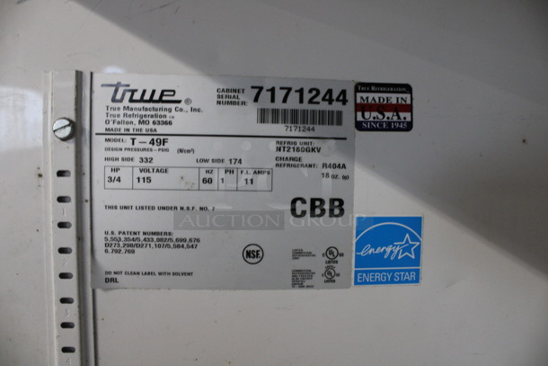 2011 True Model T-49F ENERGY STAR Stainless Steel Commercial 2 Door Reach In Freezer on Commercial Casters. 115 Volts, 1 Phase. 54x30x83. Tested and Working! - Image 5 of 6