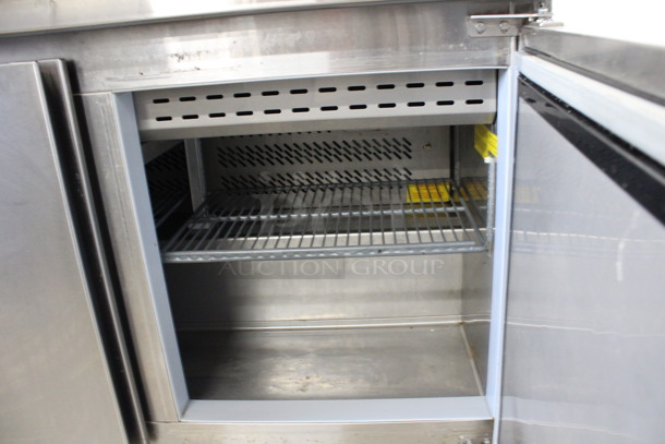 Asber Model APTS-48-12 Stainless Steel Commercial Sandwich Salad Prep Table Bain Marie Mega Top w/ Cutting Board on Commercial Casters. 115 Volts, 1 Phase. 48x32x43. Tested and Working! - Image 6 of 8