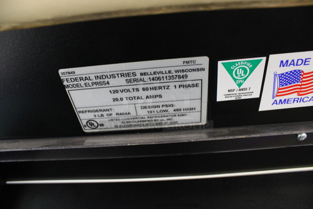 Federal Industries Model ELPRSS4 Metal Commercial Open Grab N Go Merchandiser. 120 Volts, 1 Phase. 47x35x48. Tested and Working! - Image 7 of 7