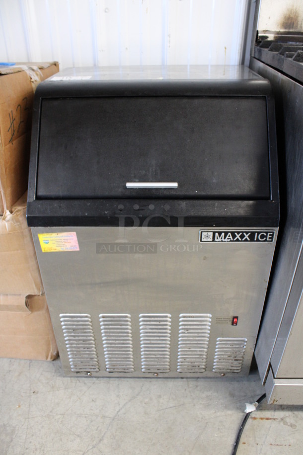 Maxx Ice Model MIM130 Stainless Steel Commercial Self Contained Ice Machine. 115 Volts, 1 Phase. 22x21x33